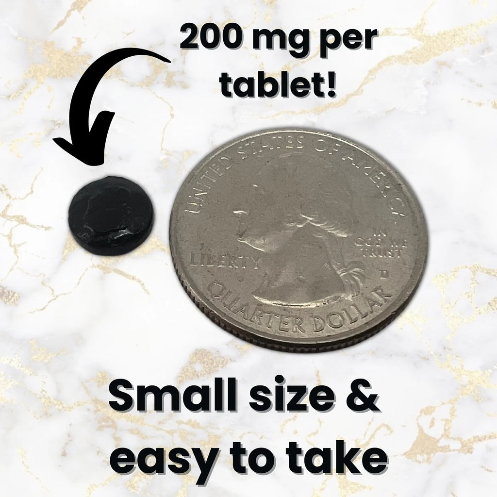 Shilajit Tablets – Raw Shilajit in the most convenient form to take. Just pop one out and swallow with water. No need to taste it and no need for a mess! These are 100% Shilajit compressed into tablet form, no fillers or binders!