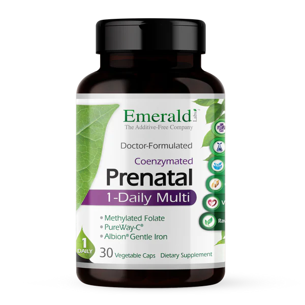 Prenatal 1-Daily Multi in a convenient 1 capsule serving formulated for the unique health needs of pregnant and lactating women, including Antioxidants such as PureWay-C® (12-hour Retention) and Sunflower-based Vitamin E (Soy-Free), Albion® Chelated Gentle Iron, Coenzymated B’s and a high-potency serving of Methylated Folate. *