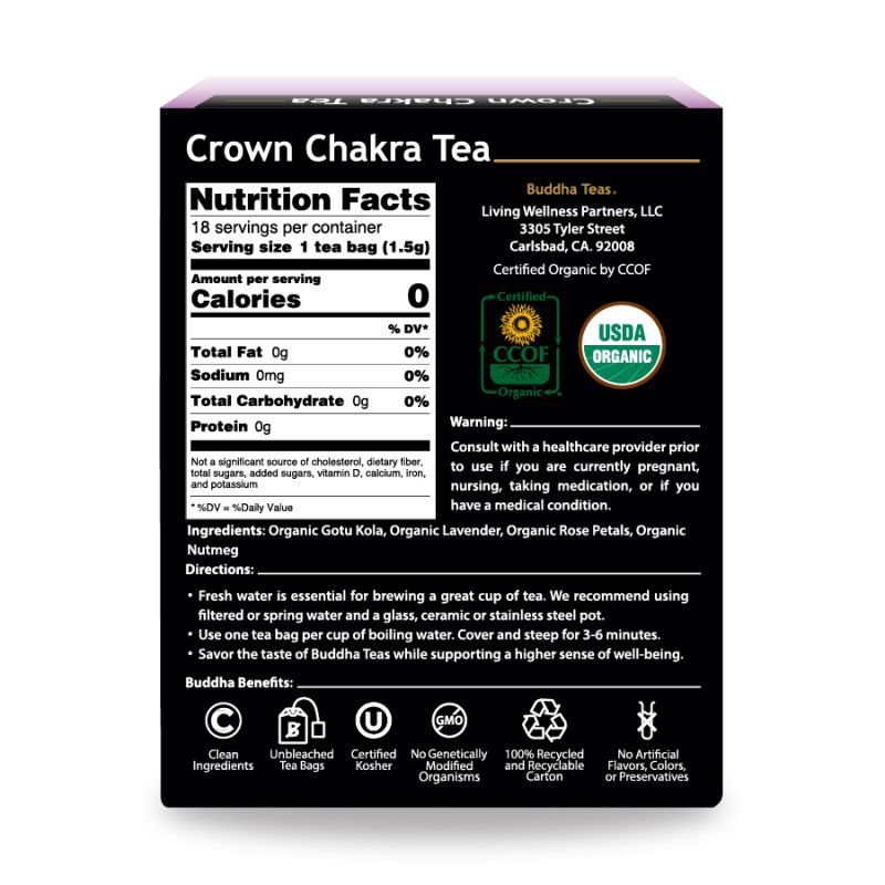 This 7th chakra can be described as the crown of spiritual understanding. Located at the top of the chakra ladder, the ingredients within our Crown Chakra Tea have been carefully chosen for their resonance with the crown energy center.