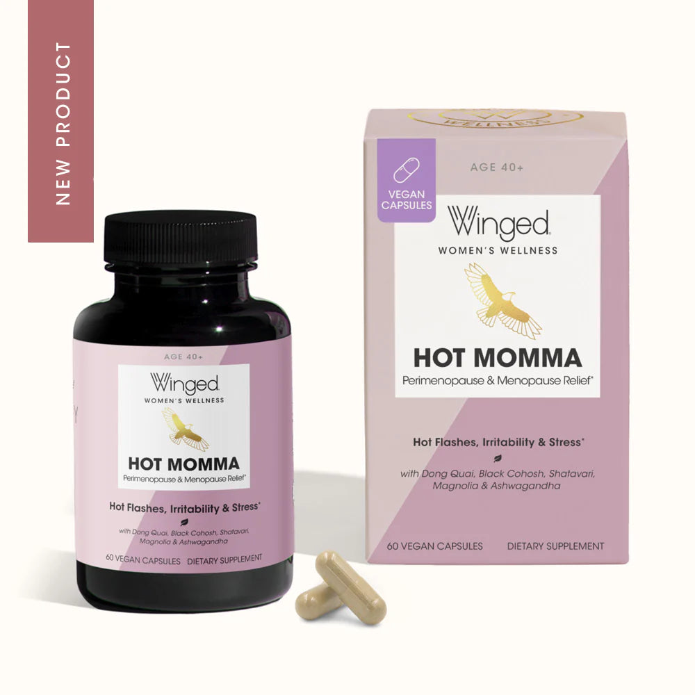 Hot Momma offers full relief for the changes that occur in the body during perimenopause & menopause. This multi-symptom formula supports hormonal balance in the body as well as a healthy stress response and positive mood.