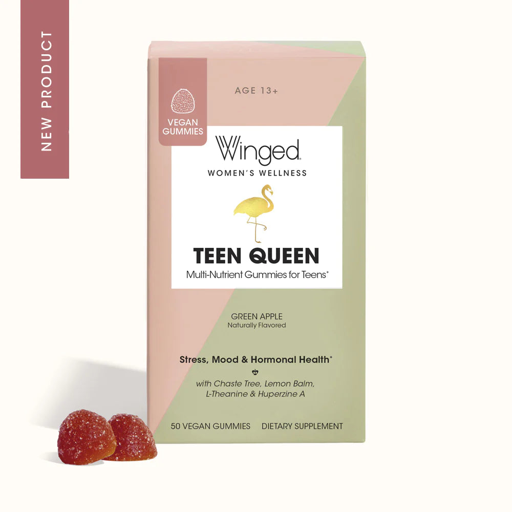 Teen Queen vegan gummies offer multi-nutrient support for women in their teen years. This comprehensive formula tackles hormonal changes, low mood and anxiousness, and difficulty focusing through a holistic blend of herbs and nutrients. Chaste Tree addresses hormonal fluctuations that can occur during teen years and works to balance the highs and lows that may cause low mood.