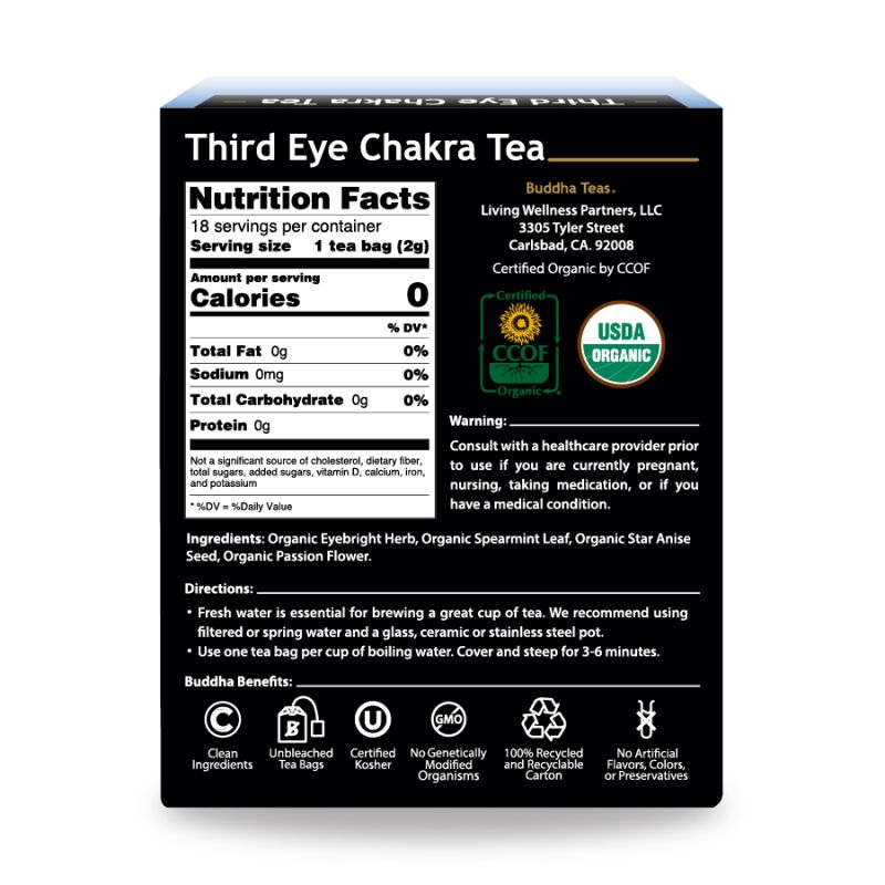 This herbal tea is a perfect choice for those who wish to bring balance to their third eye chakra. In our desire to provide the highest quality tea, we utilize fresh, 100% organic herbs, never mixed with any fillers or flavorings.