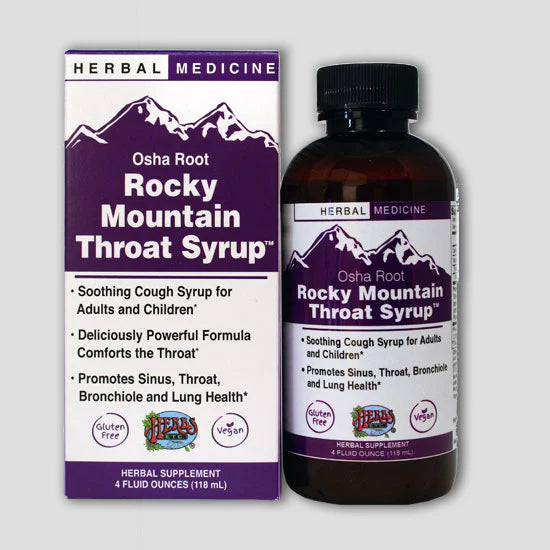 Rocky Mountain Throat Syrup is a powerful cough syrup that soothes and comforts throat tissues.* This formula promotes sinus, throat, bronchiole and lung health.* 