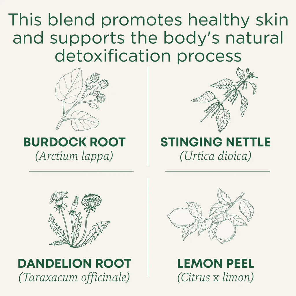 Our herbalists combine burdock to support the skin, dandelion to support the liver, nettles to support the kidneys, and cleavers to support the kidneys and the lymph. This light and bright lemon detox tea tastes as good as it feels.*To create our EveryDay Detox tea, we use a traditional European herbal formula that helps beautify the skin, break down fats, and promote flushing of the kidneys.