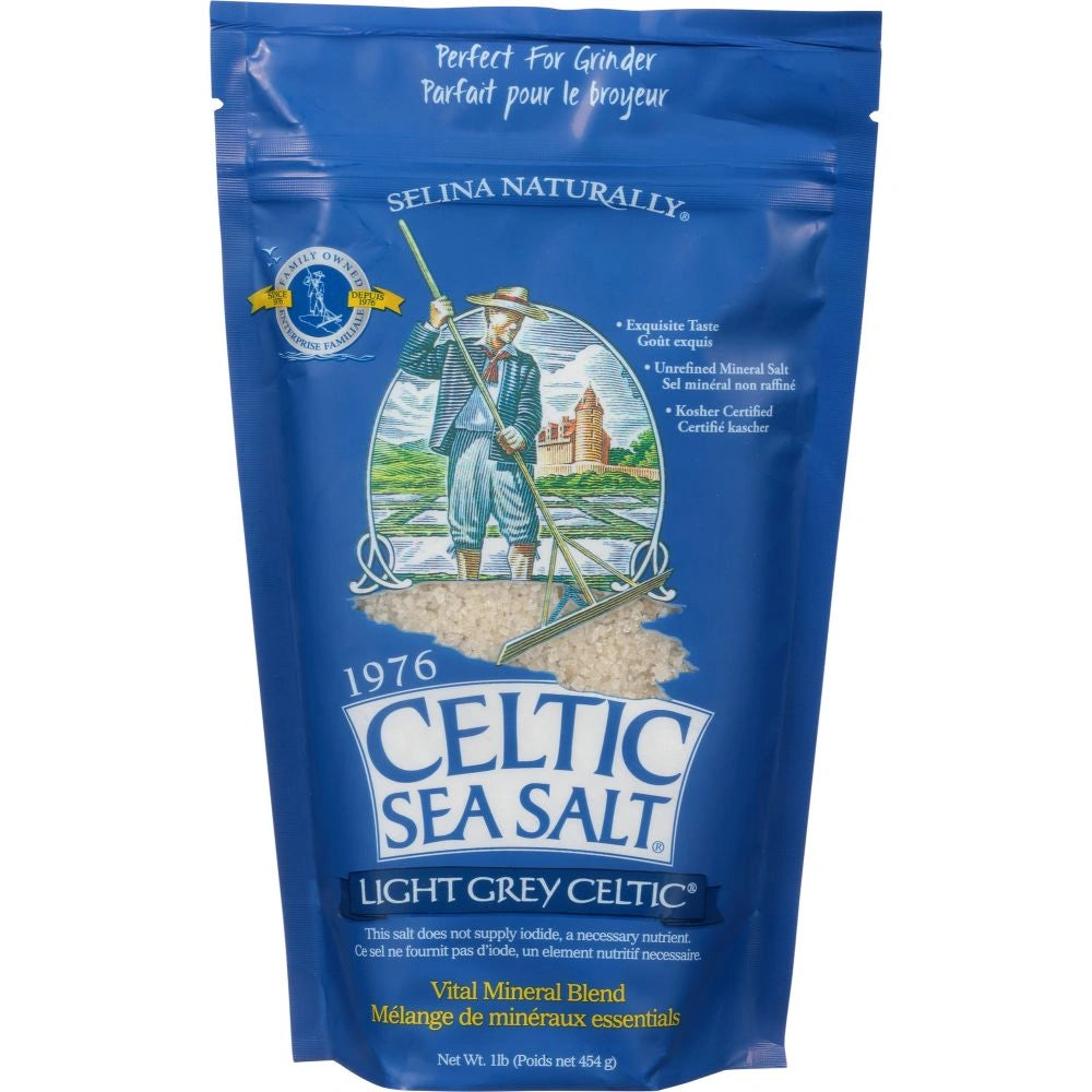 Light Grey Celtic® is a mineral-rich, whole crystal (coarse), moist salt that is completely unrefined and hand harvested. Dried by the sun and the wind; it retains the ocean's moisture, locking in a vast array of vital trace elements. Light Grey Celtic® gets its light grey hue from the pure clay lining of the salt beds where it is harvested.