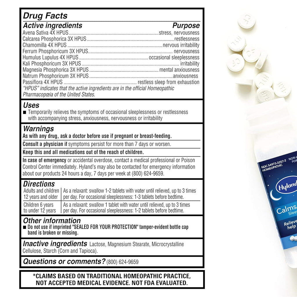 emporarily relieves the symptoms of occasional sleeplessness and restlessness with accompanying stress, anxiousness, nervousness and irritability.