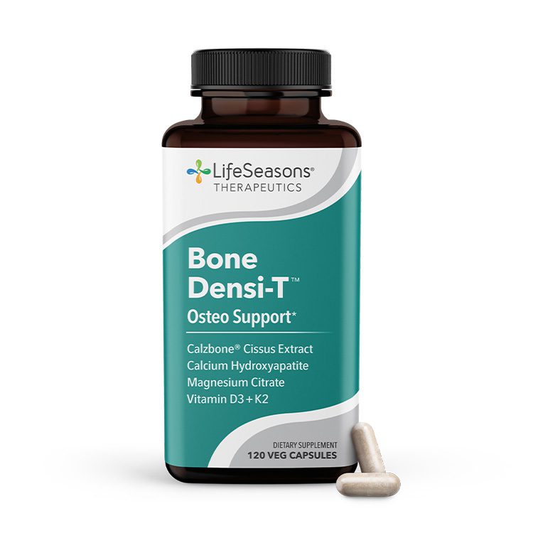 Bone Densi-T provides synergistic nutrients to support bone health and skeletal integrity. The stronger your bones, the less likely they are to break when you fall, or ache as you get older.*
