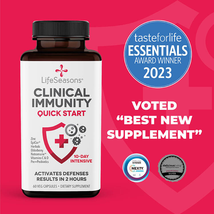 Clinical Immunity Quick Start is the only formula available with ingredients proven to increase the number, activity, and efficacy of the five key immune cells – and it works in as little as 2 hours.