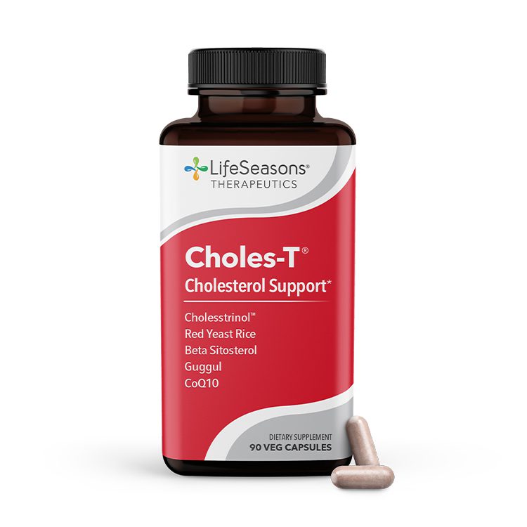 Choles-T™ supports a healthy heart and liver by helping to manage cholesterol. It enhances the body’s natural liver function, supports healthy cardiovascular function, and helps maintain normal cholesterol and triglyceride levels