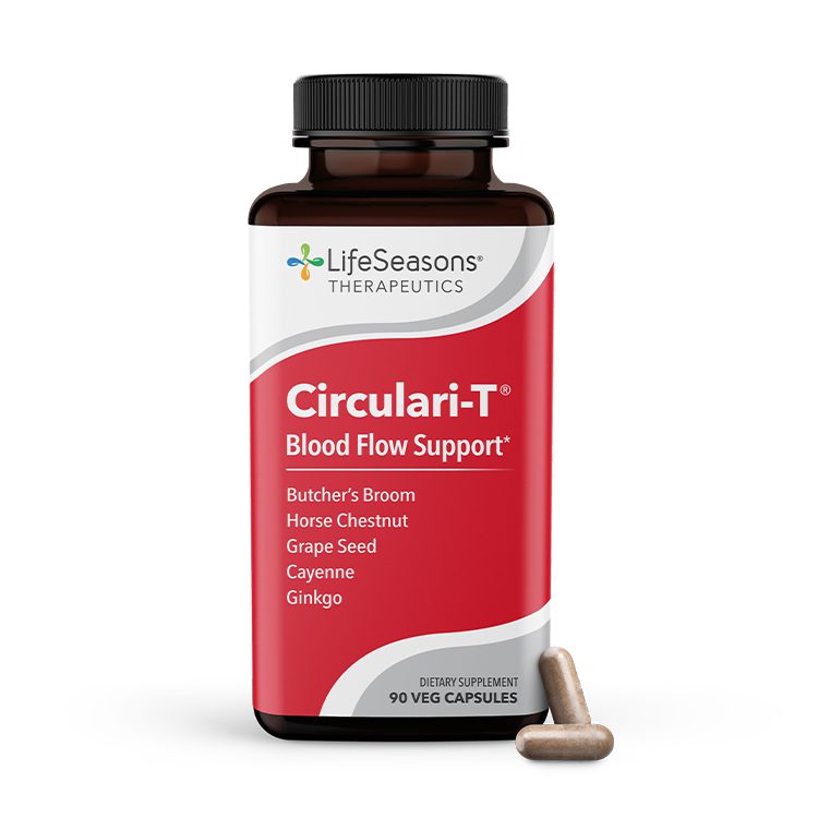 Circulari-T promotes the structural integrity of arteries, capillaries, and veins. It strengthens peripheral blood flow and soothes heavy and restless legs.