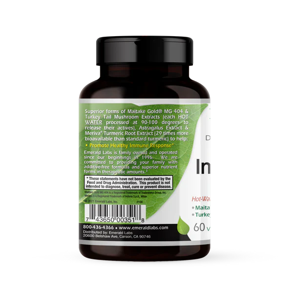 Clinical researched forms of Coriolus Versicolor, Maitake Gold® MG 404 Mushroom Extracts plus Astragalus Extract & Meriva® Turmeric Root Extract, which is 29 times more bioavailable than standard turmeric, which may help to support the Immune Response*