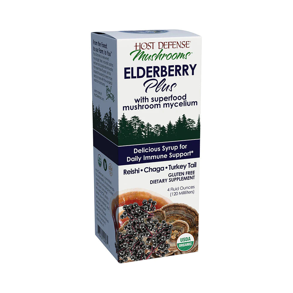 Combining elderberry and mushroom mycelium from three different mushroom species, Elderberry Plus is a powerhouse of superfoods! This great-tasting syrup potently supports an engaged and balanced immune response.*