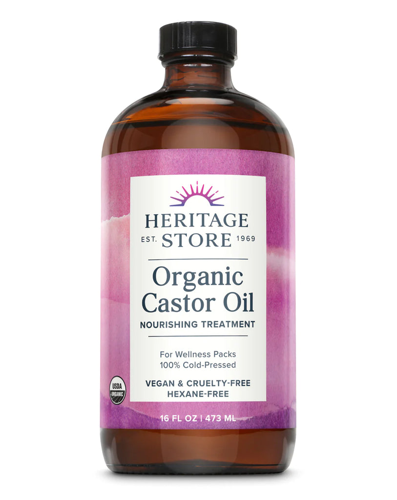 Our organic castor oil is cold-pressed and hexane-free, providing a clean and nutrient-rich oil. Promotes health and wellness when used as a nourishing castor pack. Ideal for all skin types. This product comes in a glass bottle. Details Moisturize and mellow out, with this relaxing organic castor oil for wellness packs.