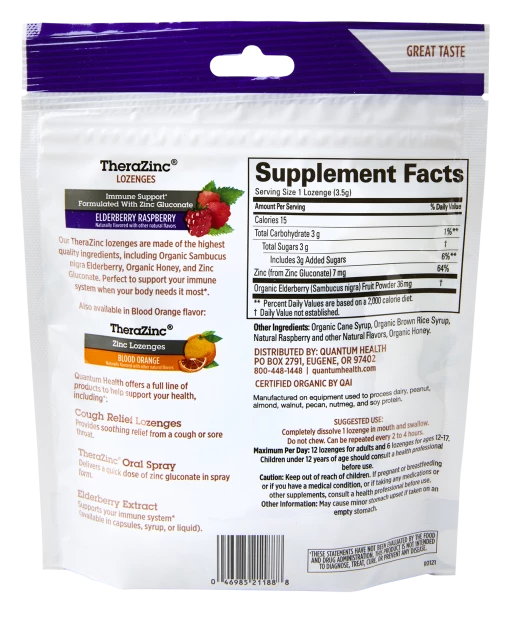 Made with USDA Organic ingredients, our TheraZinc® Lozenges help you during times of immune challenge. Our drop lozenge is uniquely designed to eliminate the zinc coating taste accompanying most traditional zinc lozenges. This simple and tasty formula provides 7 mg of zinc in a targeted form. Zinc gluconate is the studied form of zinc that supports the immune system.*
