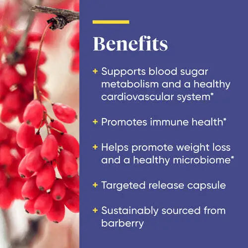 Helps maintain healthy metabolism of blood sugar. Supports healthy immune and cardiovascular system function. Promotes a healthy microbiome. Nature has a solution for everything, even helping to metabolize blood sugar. The alkaloid berberine has long been used for various health benefits.