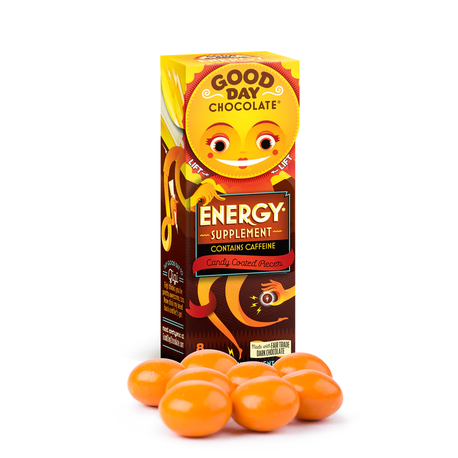 A smooth and lasting boost that’s easy to control and delicious to eat. 20mg of caffeine, green tea and B vitamins in each piece. 4 pieces = 1 cup of coffee!