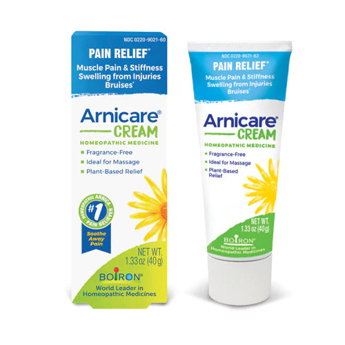 Boiron Arnicare Cream is made with one pure active ingredient: Arnica montana. This wild mountain daisy has been used for centuries to relieve muscle aches and bruises. Our Arnica is sustainably harvested by hand in the mountains of France. Highlights Fragrance free. Ideal for massage. Plant-based relief. 