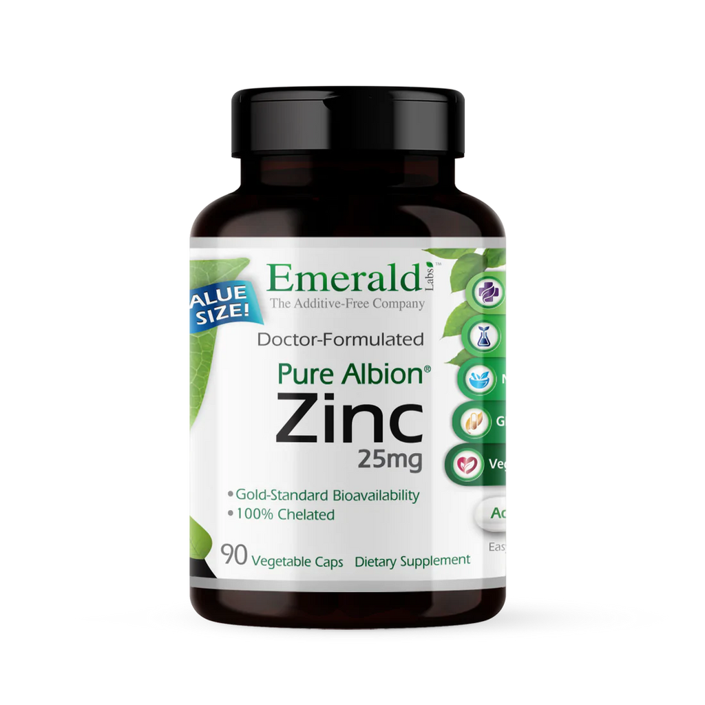 Therapeutic amount of 100% Pure Albion® Zinc as Glycinate Chelate, considered to be the Gold-Standard in quality minerals, for maximum bioavailability.*