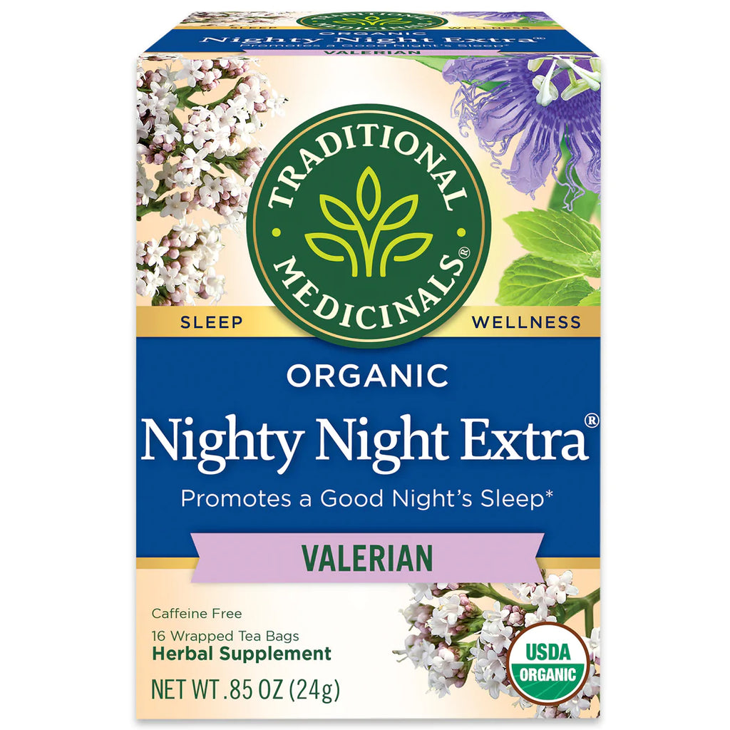 Our valerian tea for sleep infuses our original Nighty Night tea with the extra power of valerian. Celebrated by the ancient Greeks for its role in sleep promotion, valerian is a gentle, time-tested herbal sedative.