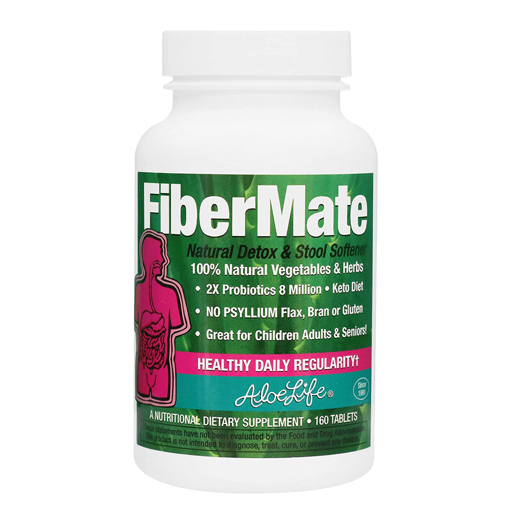 Aloe Life Fiber Mate easy to take, a favorite with 16 dark green vegetables and herbs plus 2X the healthy probiotics 8 million, F.O.S. from Jerusalem Artichoke and Aloe Vera supporting. Highlights Daily regularity, detox & cleansing. Valuable butyric acid cycle. Freshens breath & no addictive herbs. 